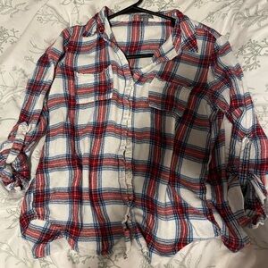 Charlotte Russe Red and Blue Plaid Shirt